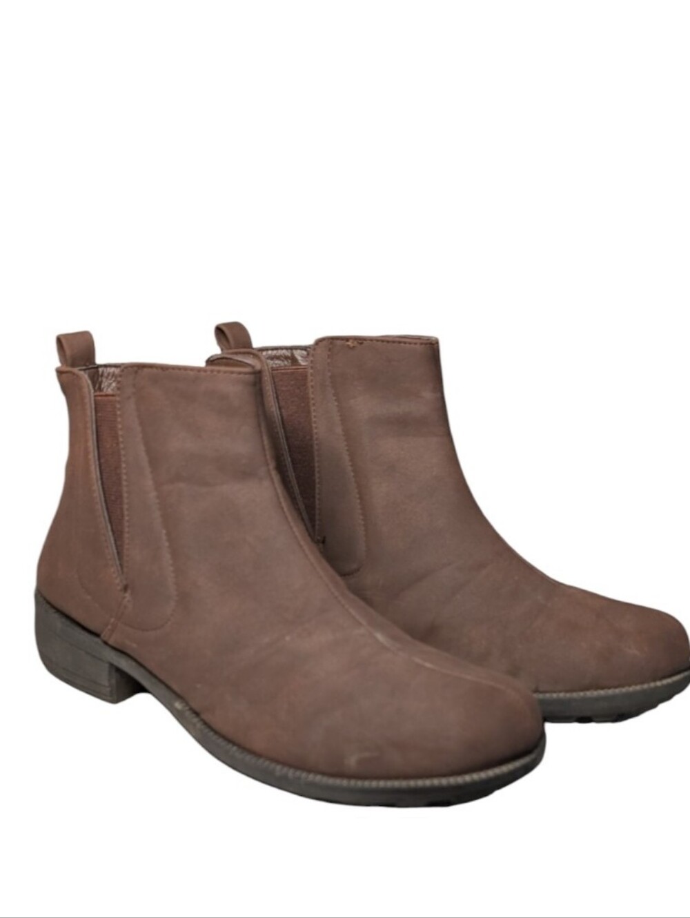 Easy Street Brown Chelsea Boots Slip On Comfortable Walking Ankle Bootie faux 10